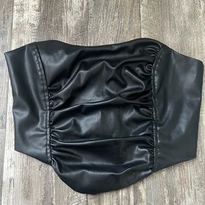 Black leather tiger mist tube top with tags